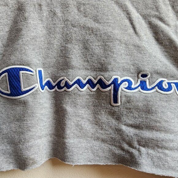 Champion Gray High Crop Long Sleeve Sweatshirt Size Large - Picture 8 of 14